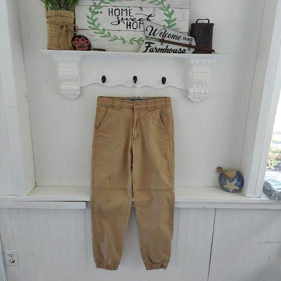 Aeropostale Khaki High Rise Jogger with elastic band waist and feet, Size XS - Picture 5 of 16